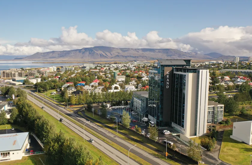 Exterior of Hotel Reykjavik Grand at summer time 